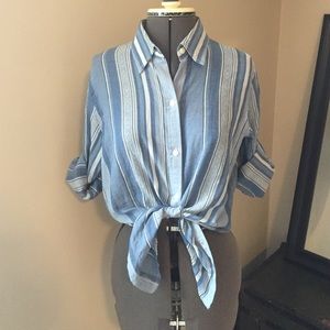 Lauren Ralph Lauren striped chambray button down